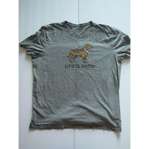 Life Is Good Shirt Mens 2XL Gray Dog Stay True Graphic Tee Cotton Casual